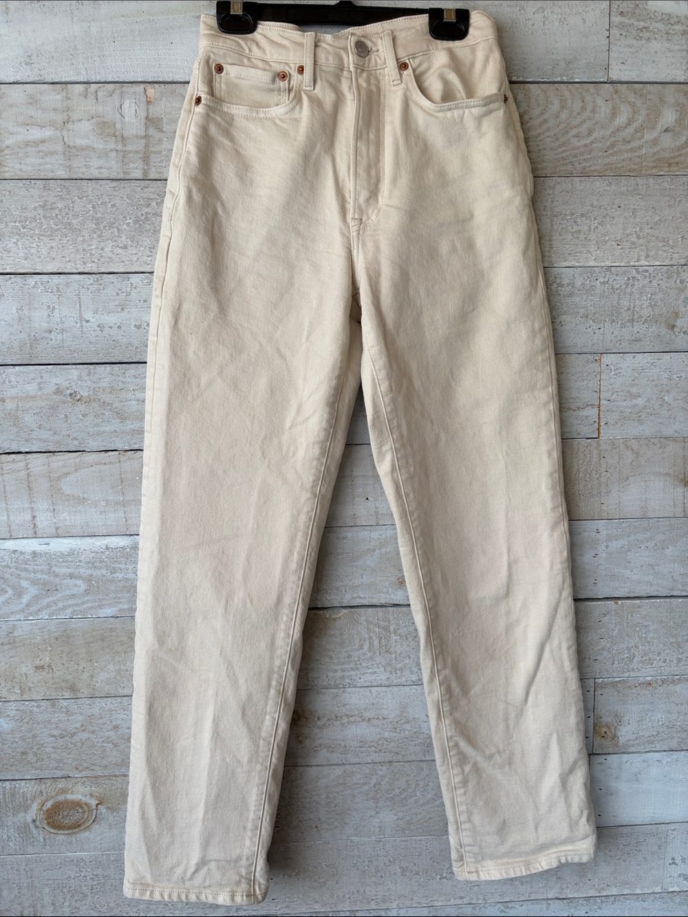 Buck Mason Natural Stretch Ridge Twill Rider High Rise Straight Jeans - Picture 2 of 7